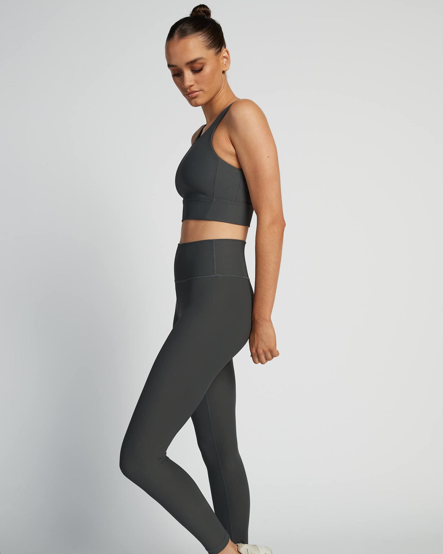 Base Ribbed (Charcoal) Longline Sports Bra