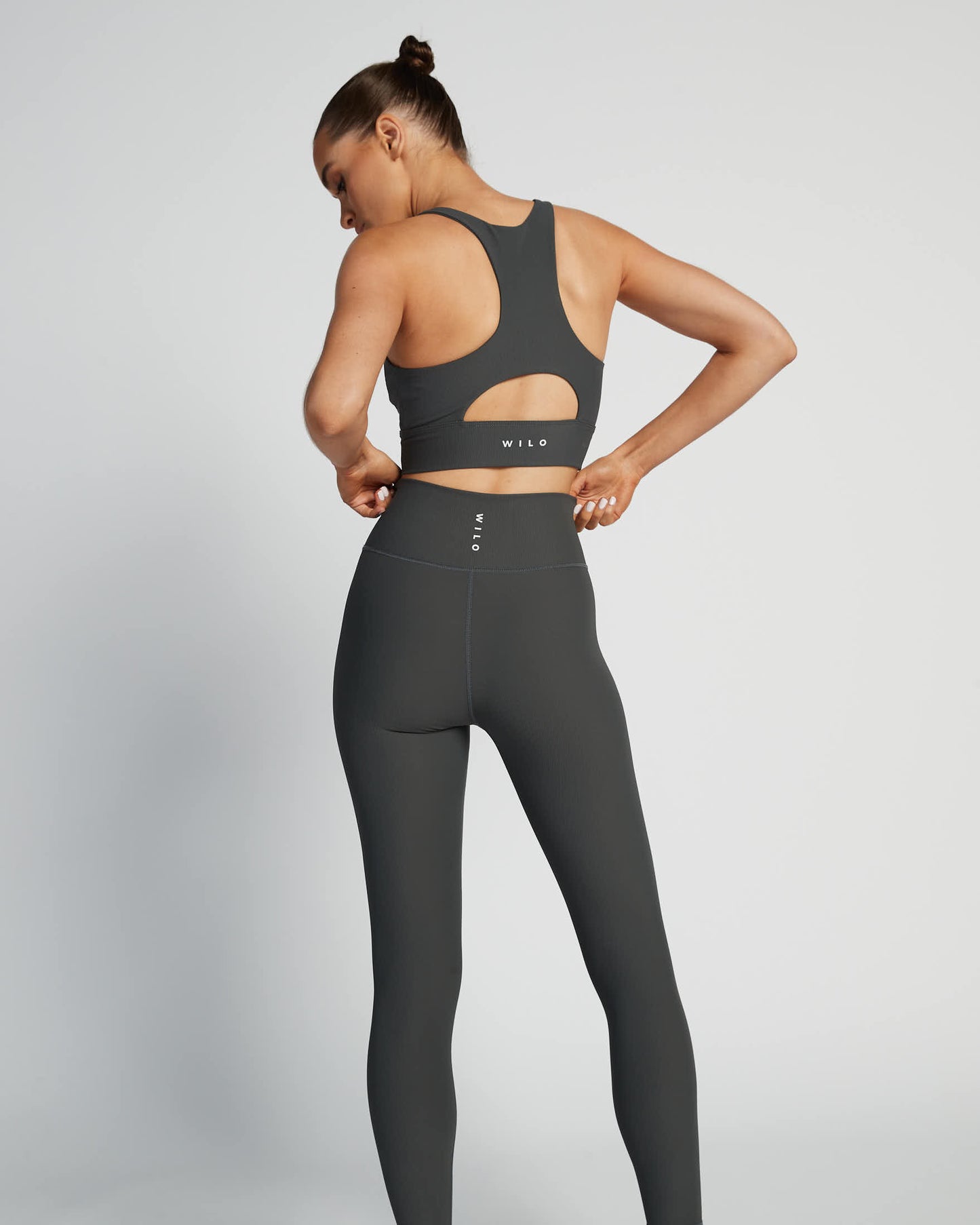 Base Ribbed (Charcoal) Longline Sports Bra