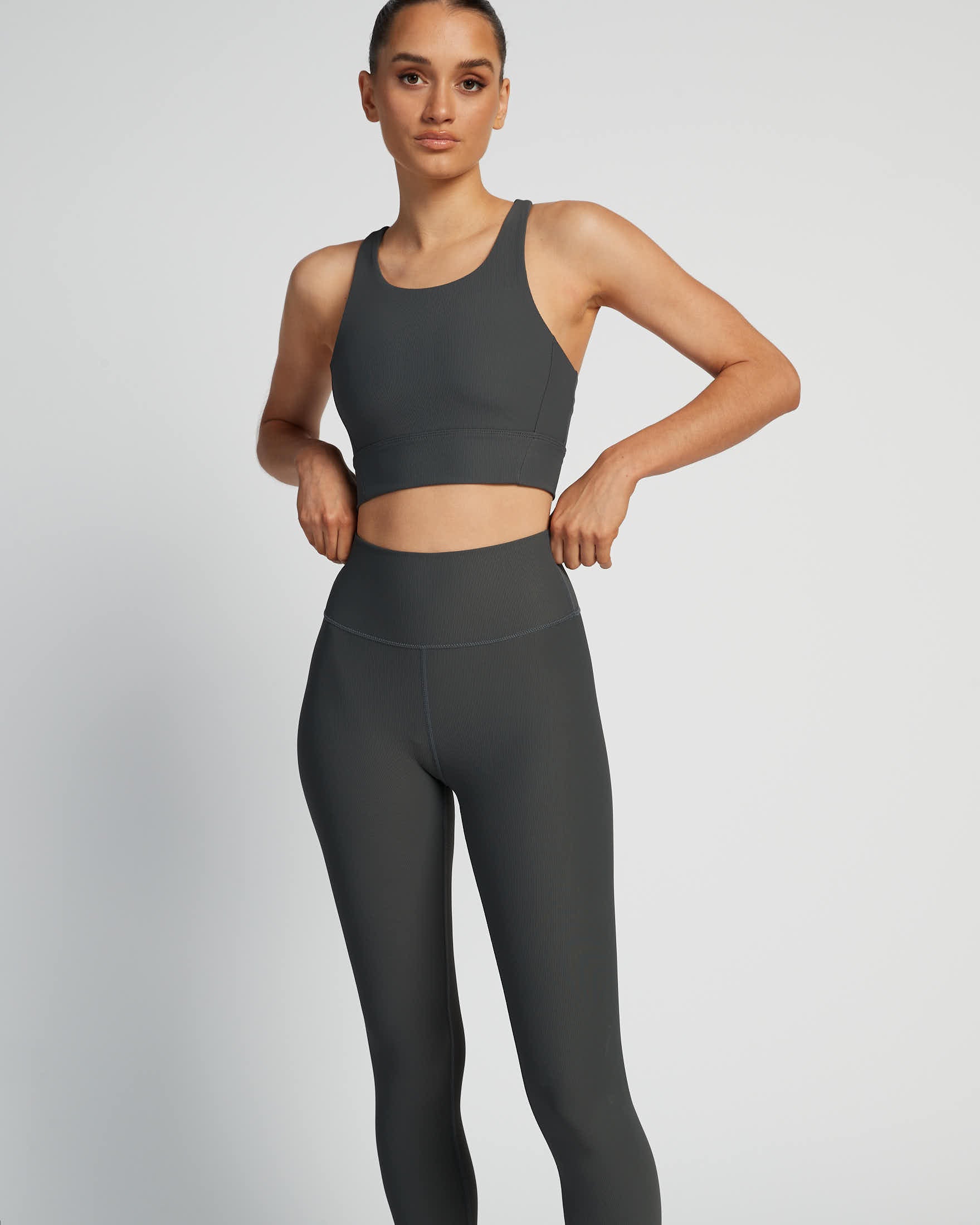 Women's Spacedye Longline Sports Bra - JoyLab - Charcoal Gray Size XS